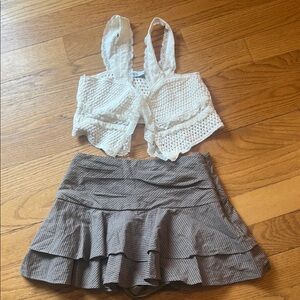 Zara Beige crop top and mini skirt with Black Label small new